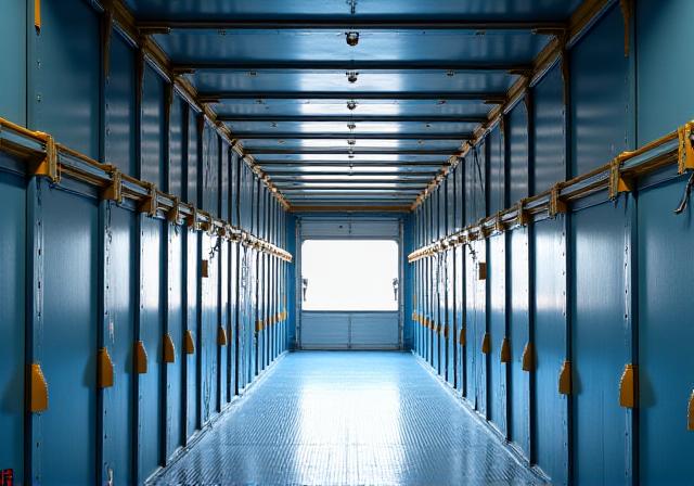 Clean interior of a 53-foot dry van trailer with E-track system